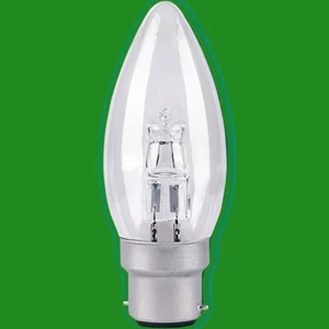 2x 28W (=37W) Dimmbar Eco Halogen Klar Kerze Glühbirnen BC B22 Bajonett Lampe - Bild 1 von 1