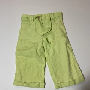 Lydia Jane Capri Pants Lime Green Linen Paper Bag Cropped Girls Sz 5 Belted READ - Picture 1 of 8