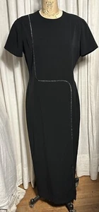 Evan-Picone Womens Long  Blk Stream Lined In Rhinestones Event Dr Sz 12 Used - Picture 1 of 10