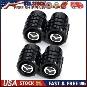 4PCS Metal Car Tire Valve Caps Valve Stem Cover Compatible with Mazda Black 6 - Picture 1 of 14