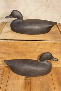 Antique Heavy Cast Iron Richard F.H. Clancey Needham MA Duck Decor Andiron Tops - Picture 1 of 12