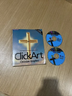 Broderbund Click Art Christian Graphics 2 CDs & 1 Book Windows VTG - Image 1 of 4
