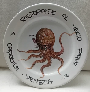 Piatto ceramica dipinto a mano firmato Ristorante Al Vecio Piave Caposile (Ve) - Imagen 1 de 3