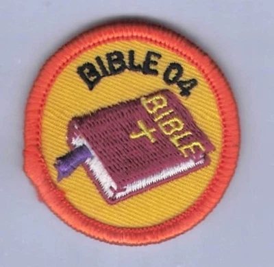 Patch Royal Ranger c1980 Master Christian Bible 04 Club Merit Badge Orange 2" - Image 1 of 3
