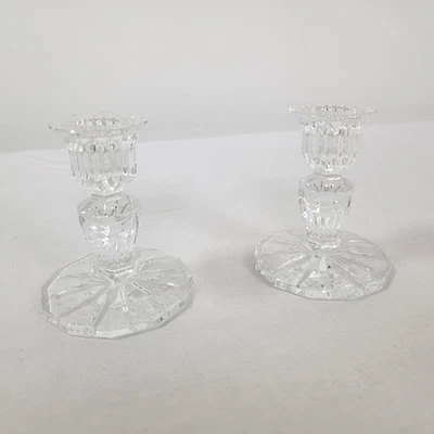Waterford Crystal Candle Holders X 2 ( 1 Pair ) 4"+ Prentiss Marked Mint - Image 1 of 3