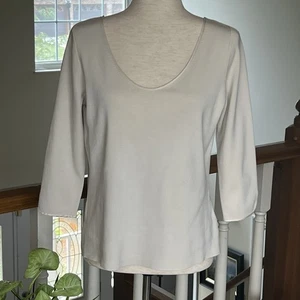 Top elástico tejido trasero profundo detalle lazo marfil mezcla seda ANN TAYLOR Petite XL PXL - Imagen 1 de 14