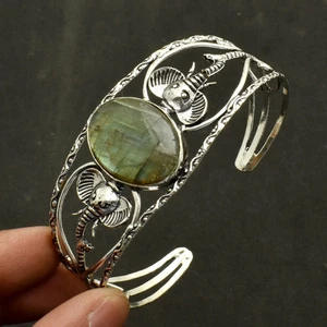 Labradorite Gemstone Ethnic Handmade Adjustable Bangle Jewelry 20 Gms AB 6492 - Picture 1 of 1