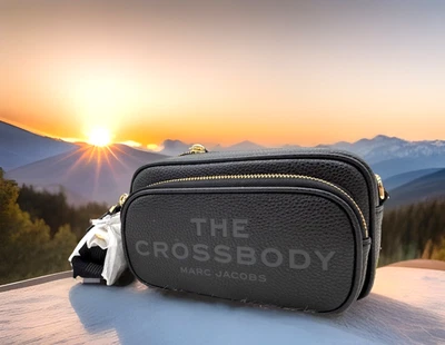 AUTH NWT Marc Jacobs The Logo Mini Leather Webbing Strap Crossbody Bag-Black - Image 1 of 4