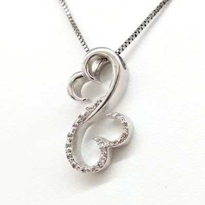 Collar colgante de diamantes con corazón abierto de plata esterlina Jane Seymour 18" FZ Foto 1 de 4