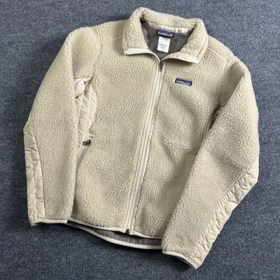 Patagonia Jacket Womens Medium Beige Sherpa Fleece Full Zip Coat Hiking - Image 1 of 4