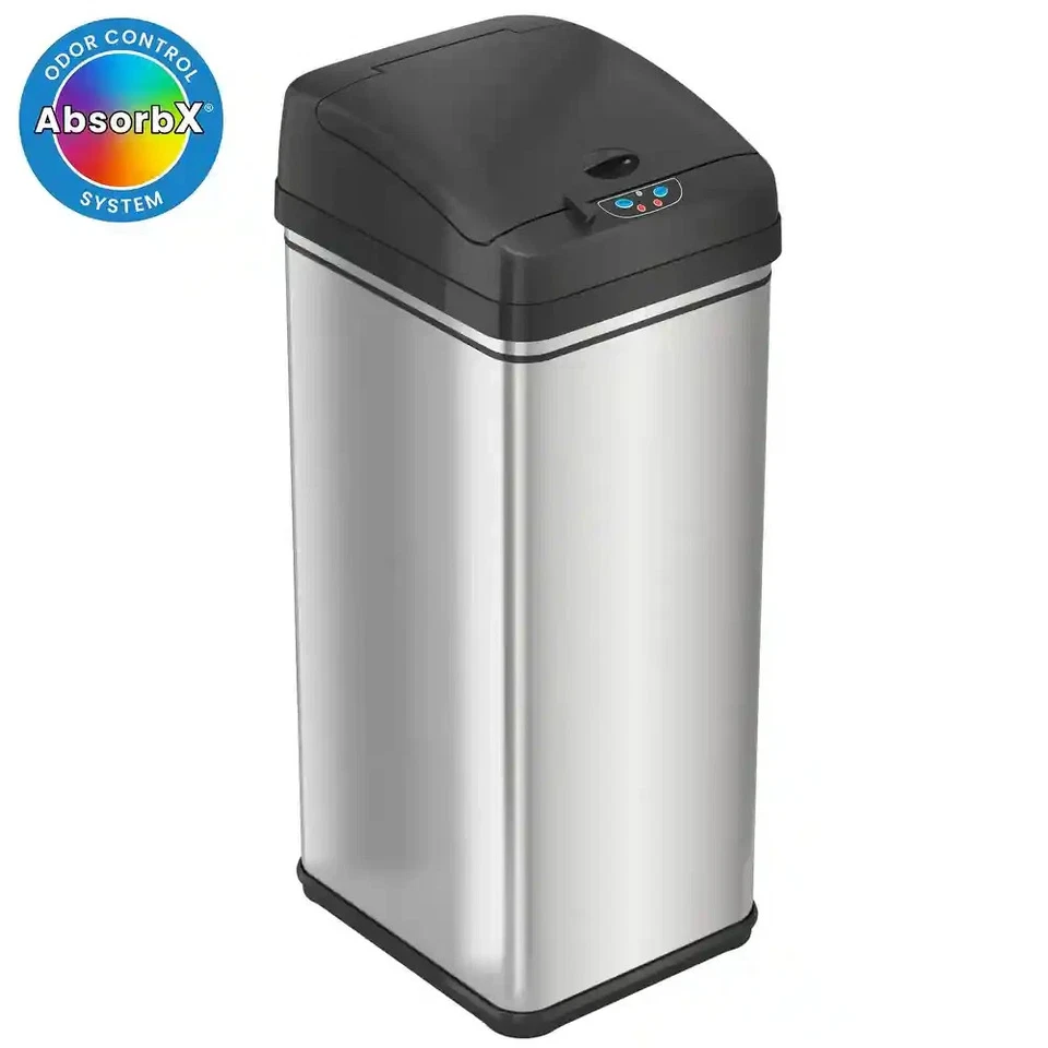 NEW! iTouchless 13 Gallon Sensor Kitchen Trash Can with Odor Filter, Free Ship - Image 1 of 1