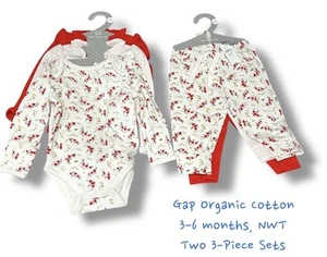 NWT Matching Baby Gap 3-Piece Pant & Bodysuit Sets (3-6 Mos) - Picture 1 of 13