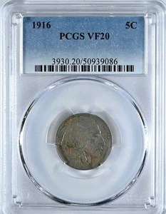 1916-D 5C Buffalo Nickel PCGS VF20 Graded "No F"  Five Cents Coin 3930 - Picture 1 of 2