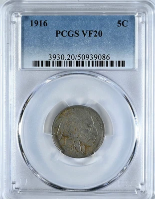 1916-D 5C Buffalo Nickel PCGS VF20 Graded "No F"  Five Cents Coin 3930 - Image 1 of 2
