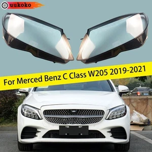 Pair Car Front Headlight Shell Lamp Lens Clear Cover For Benz W205 2019-2021 - Imagen 1 de 24