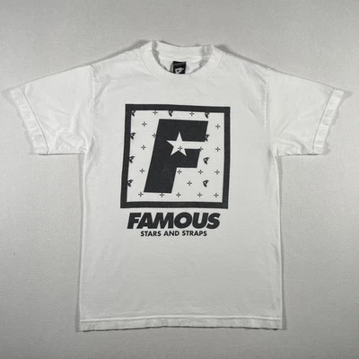 Винтажный знаменитые звезды и ремни рубашка мужская маленький белая коробка логотип коньков гранж Y2K - Изображение 1 из 4