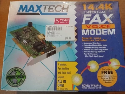 MaxTech 14.4k Internal Fax Voice Modem Card XVM1441 NEW SEALED FAST SHIPPING! - Image 1 of 4