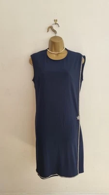 Beautiful Joseph Ribkoff Navy Evening Cocktail Dress &  Diamante Detail Size 12 - Image 1 of 4