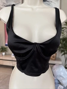 Sujetador Forever 21 para mujer talla XL negro satinado con aros línea larga - Imagen 1 de 4