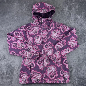 Burton Snowboard Jacket Womens Medium Purple Pink Paisley Hooded Ski Coat - Picture 1 of 12