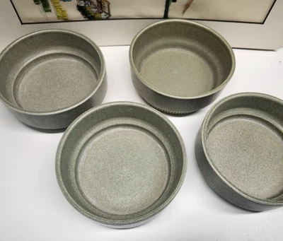 4- Tigelas verdes nórdicas Pfaltzgraff grés sopa cereal vintage década de 1970 retrô - Imagem 1 de 4