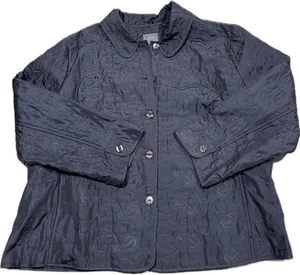 J.JILL SILK EMBROIDERED LIGHTWEIGHT JACKET COAT WOMEN’S CHARCOAL 3 X PRISTINE - Picture 1 of 11