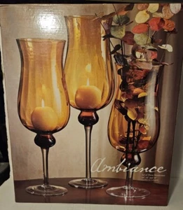 Vintage Home Essentials And Beyond Ambiance Set Of 3 Hurricanes 14", 16", & 18" - Picture 1 of 10