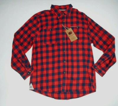 BOSTON TRADERS Blue Red Plaid L/S Pocket Cotton FLANNEL SHIRT Mens Size XL NEW - Image 1 of 4