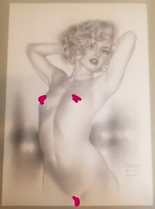 PRINT of Original Art A3 oil dry brush drawing female nude P392OJ23