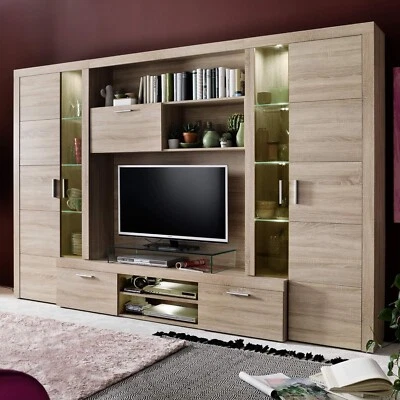 trendteam Anbauwand Wohnwand Schrankwand Eiche Sägerau - Wohnzimmer - 291x197x41 - Bild 1 von 4