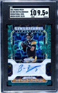 2021 PRIZM BEN ROETHLISBERGER GREEN SCOPE AUTO #D 25/25 SGC 9.5 MT+ AUTO 10 - Picture 1 of 2