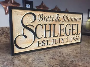 WOODEN SIGN PERSONALIZED WEDDING GIFT ESTABLISHED DATE FAMILY LAST NAME - Picture 1 of 5