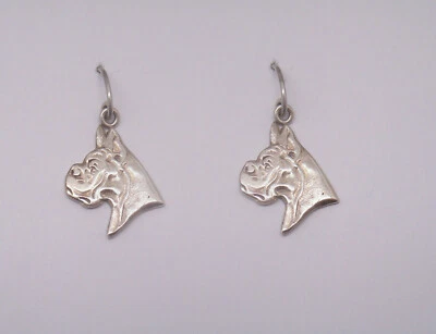 Orecchini pendenti con CANE BOXER in Argento 925 - con gancio - cagnolino - - Immagine 1 di 3