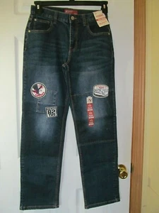 NWT Boy's ARIZONA JEAN CO. STRAIGHT FLEX DENIM JEANS size 18 Reg. Patchy Blue - Picture 1 of 9