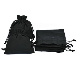 25 PCS Cotton Drawstring Black Jewelry Packaging Pouch Small Gift Coin Bags 3x3" - Picture 1 of 5