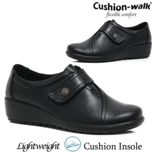 Ladies Low Wedge Touch Fastening Cushioned Hospital Nurse Shoes Comfy Work Boots - Picture 1 of 9