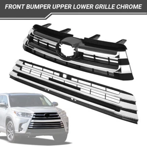2pcs Front Bumper Upper Lower Grille Fit For 2017 2018 2019 Toyota Highlander - Picture 1 of 13