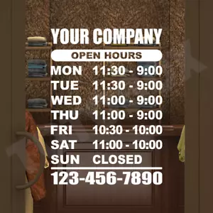Open Hours Vinyl Decal Business Store Sign Shop Stickers open hour Sign Decals - Picture 1 of 6