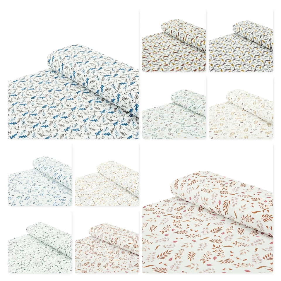 Baumwoll - Musselin Stoff Blätter Ranken Zweige ocker - Meterware ab 25 x 140 cm - Bild 1 von 1