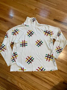 Vintage SML Sport LTD Gr. M weiß langarm Rollkragen bunt 90er - Bild 1 von 6