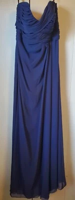 Vestido formal Jordan de dama de honor azul marino talla 4 graduación de gasa 769 Foto 1 de 4