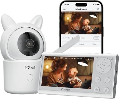 ieGeek 1080p Baby Monitor with Camera and Night Vision, 4.3" Split Screen,PTZ,UK