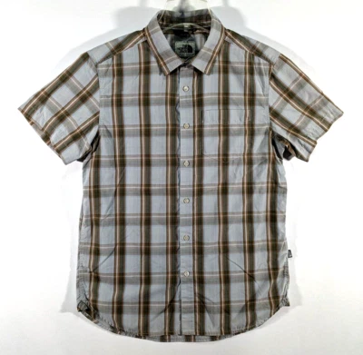 Camisa The North Face Para Hombre Mediana Manga Corta Cuadros Abotonada Gris Oliva Marrón Foto 1 de 4