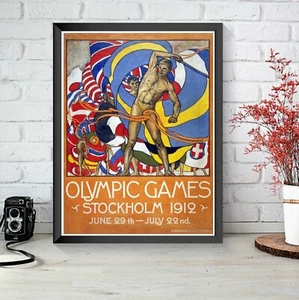 Stockholm 1912 Olympic Games Vintage Style Poster Print - Picture 1 of 2