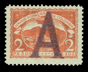 COLOMBIA 1921 AIRMAIL - SCADTA - Germany "A" handstamp 2p rose Sc# CLA9 mint MH - Picture 1 of 2