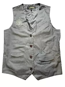 Cohesive Vest Adult Large Gray Herringbone Striped Skulls Goth Reversible Mens - Picture 1 of 14