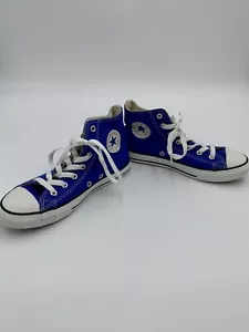 Converse All Star Core Hi Boy's Youth Blue/White Sneakers Size 3 Gently Used 👀 - Picture 1 of 16