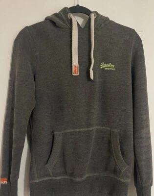 SUPERDRY Gris con Bordado Pullover LIVEMENTE DESGASTADO Sudadera con Capucha Sudadera MEDIANA Foto 1 de 4