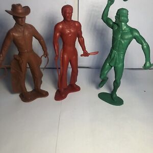 Vintage Western Set of 3 c.1950's Toy CLICKERS Cowboy Cowgirl Indian