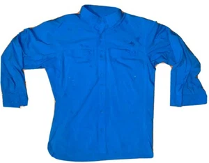 World Wide Sportsman Vented Button Up Shirt Mens Sz L Large Blue Long Sleeve 🐟 - Picture 1 of 8